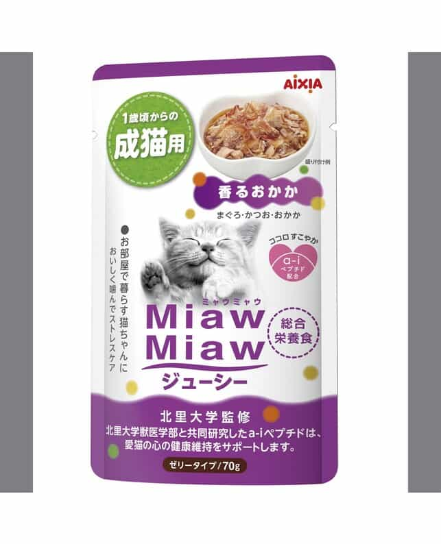 アイシア MiawMiawジューシー 香るおかか 70G（4571104712510）｜猫フード・おやつ（猫フード・おやつ）｜ペット総合通販サイト  ペテモオンラインストア「しあわせも、たいへんも、ずっと、いっしょに。」