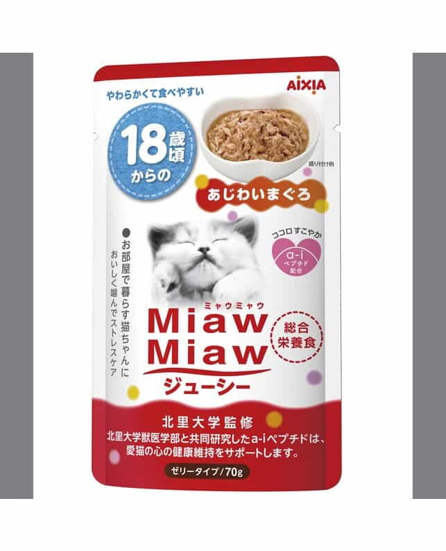 アイシア MiawMiawジューシー 18歳からのあじわいまぐろ 70G（4571104714972）｜猫フード・おやつ（猫フード・おやつ）｜ペット総合通販サイト  ペテモオンラインストア「しあわせも、たいへんも、ずっと、いっしょに。」