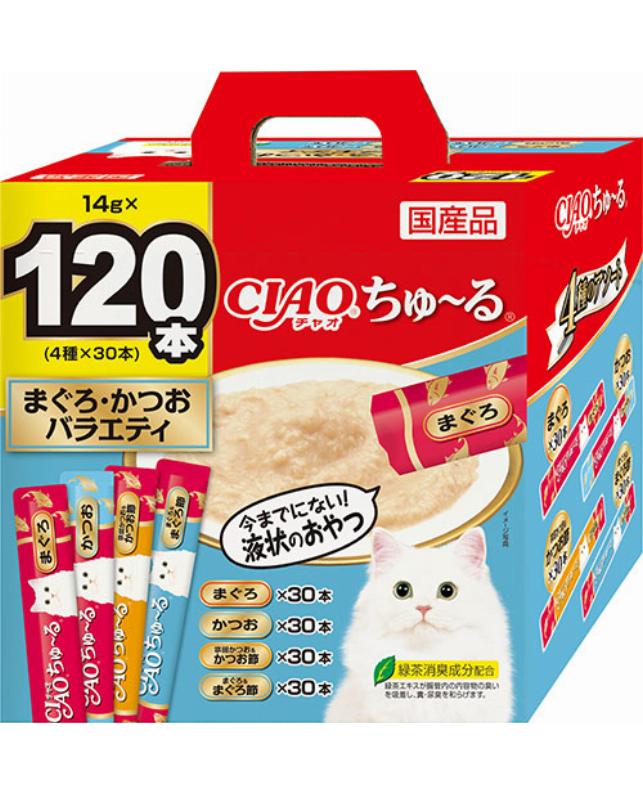 取り寄せ品】いなば CIAO ちゅ～る まぐろ・かつおバラエティ １２０本入り（4901133459771）｜猫フード・おやつ（猫フード・おやつ）｜ ペット総合通販サイト ペテモオンラインストア「しあわせも、たいへんも、ずっと、いっしょに。」