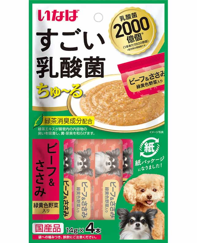 いなば すごい乳酸菌ちゅ～る ビーフ＆ささみ 緑黄色野菜入り 14g×4本