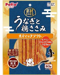 ペティオ 素材そのまま うなぎと鶏ささみ スティックソフト 80g
